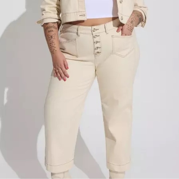 Torrid Crop Wide Leg Classic Denim High-Rise Jeans Cream Size 26 FEEL THE FIT - Picture 13 of 13